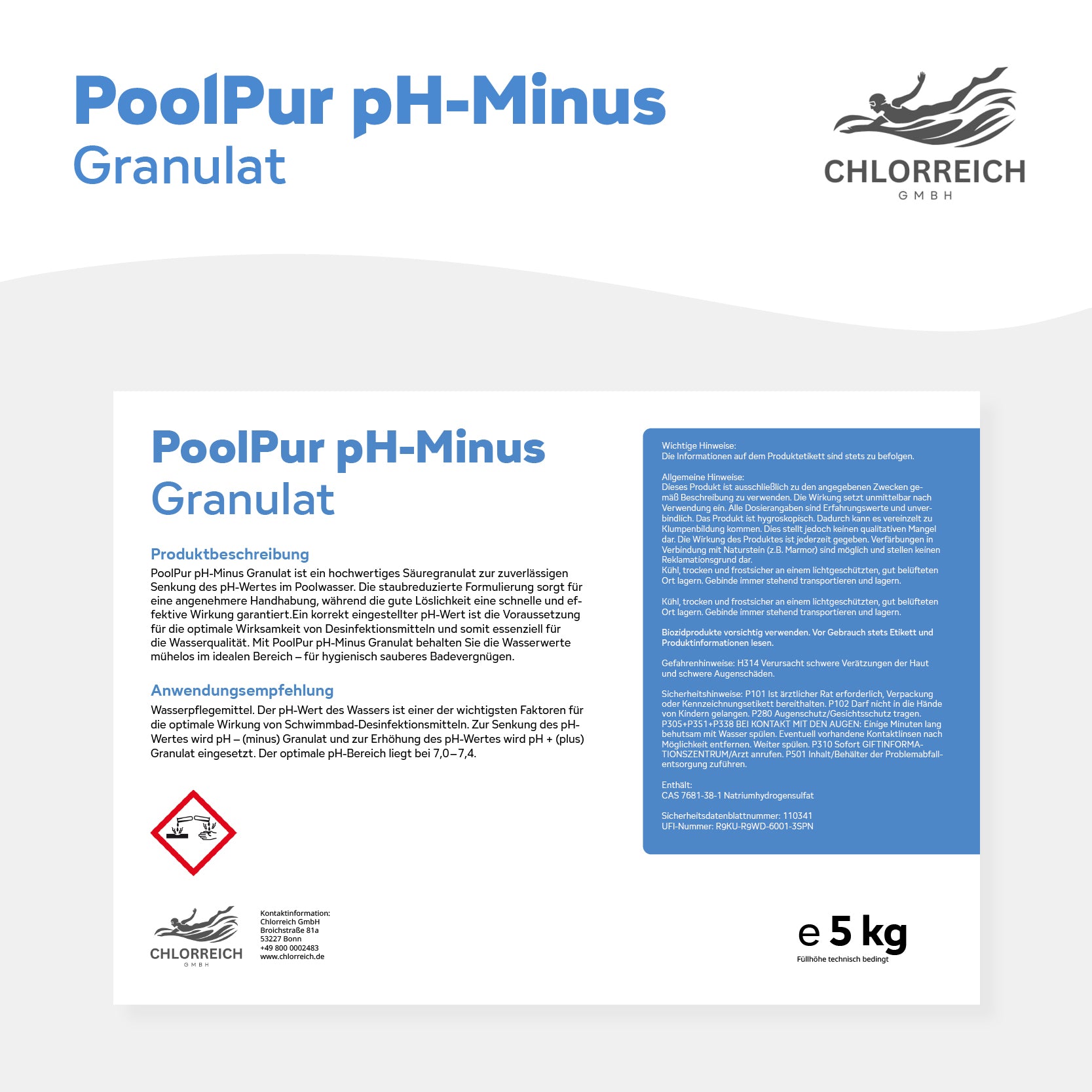 PoolPur pH-Minus Granulat 7,5kg Eimer