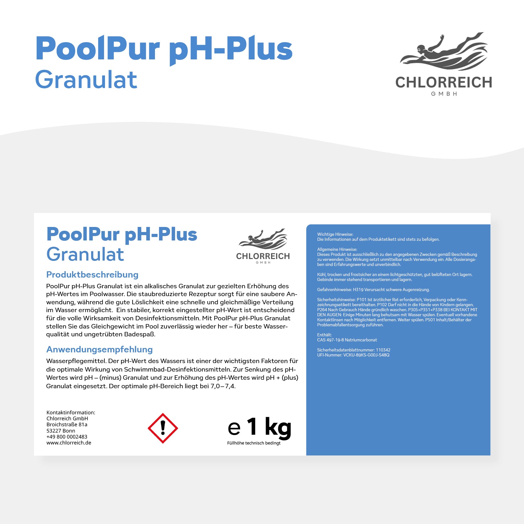 PoolPur pH-Plus Granulat 1kg Dose