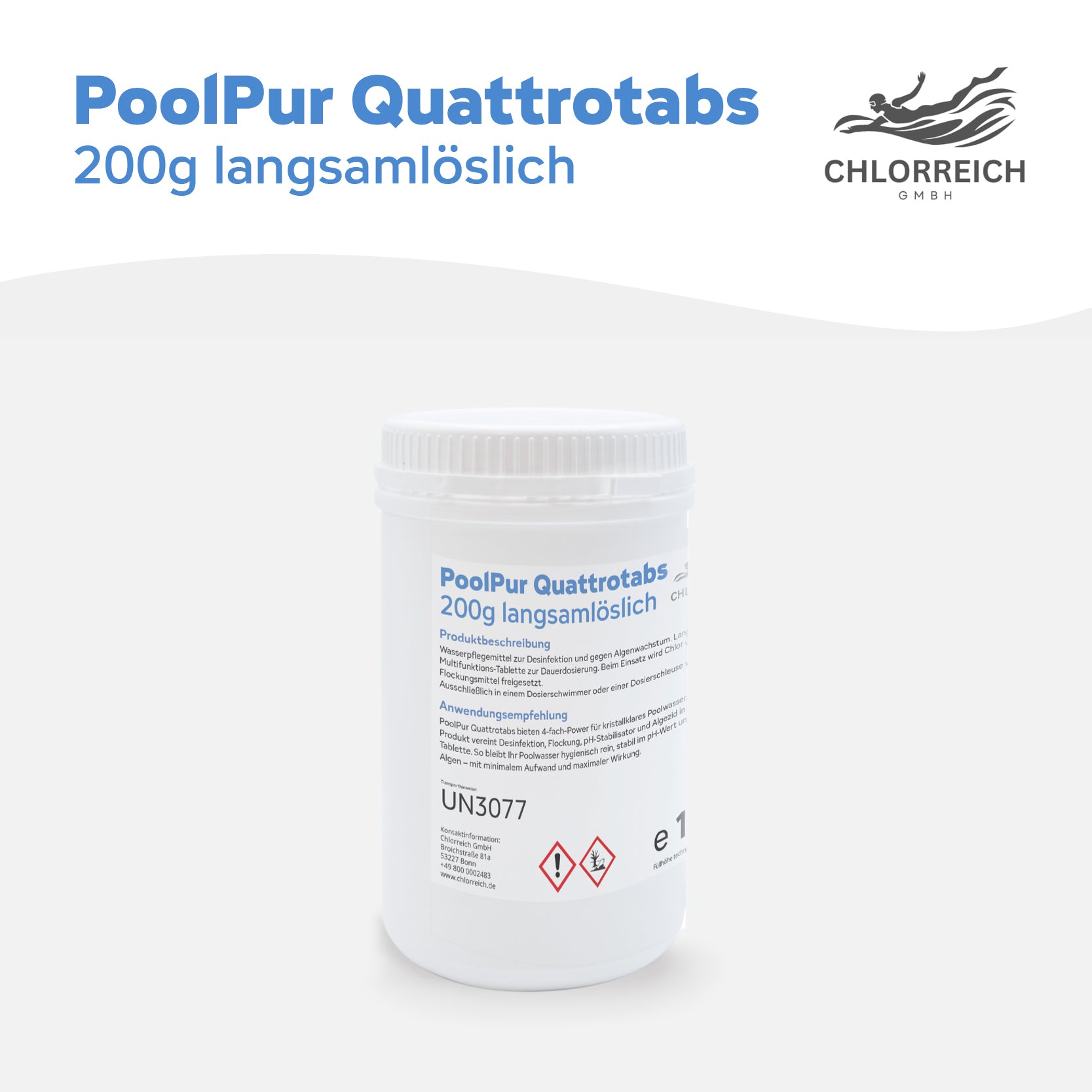 PoolPur Quattrotabs 200 g langsamlöslich 1kg Dose