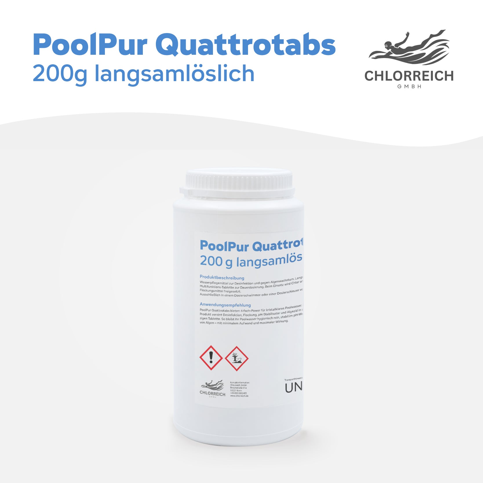 PoolPur Quattrotabs 200 g langsamlöslich 2kg Dose