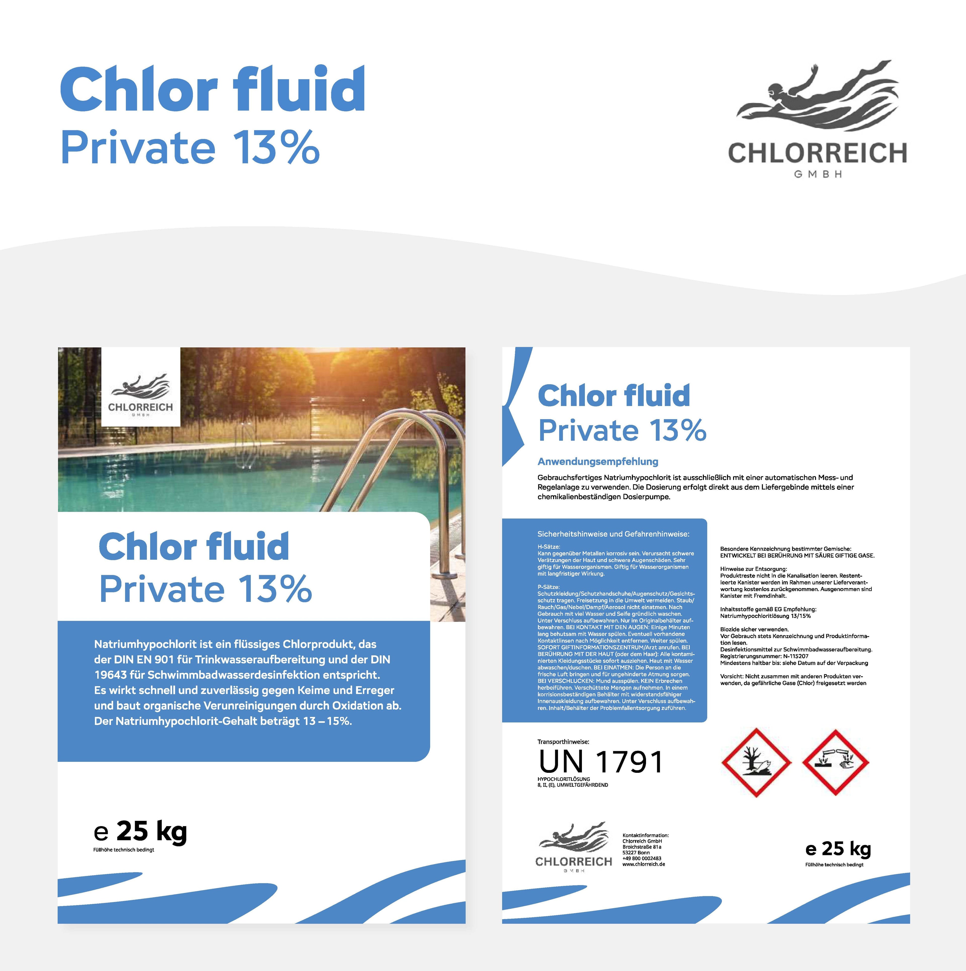 Chlor fluid Private 13% 25kg Kanister